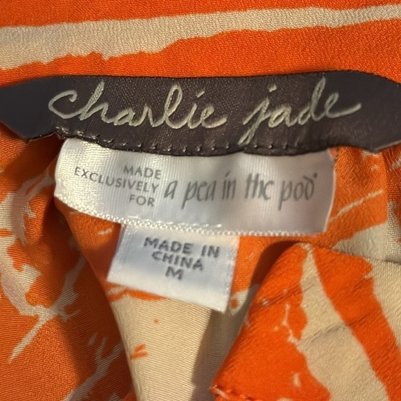 Charlie Jade for A pea in the Pod Sz M orange sleeveless hi low maternity dress - Picture 5 of 6